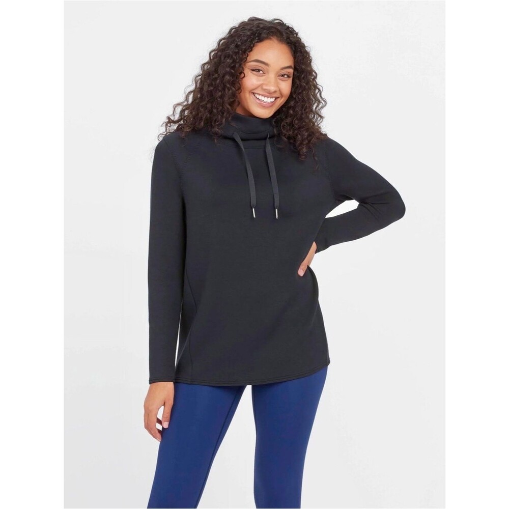 Spanx AirEssentials Got-Ya-Covered Long Sleeve Black Scuba Pullover Size Medium